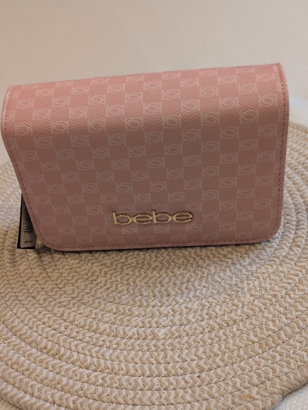 bebe Pink Logo Compact Crossbody Handbag